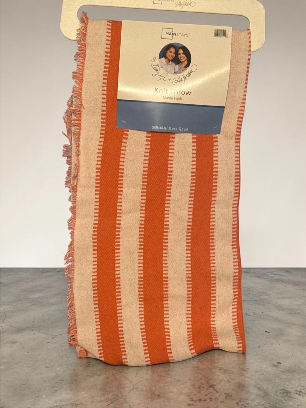 Mainstays Orange and Cream Striped Knit Throw